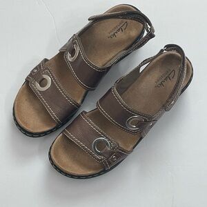 Clarks Bendables Brown Leather Sandals 7.5